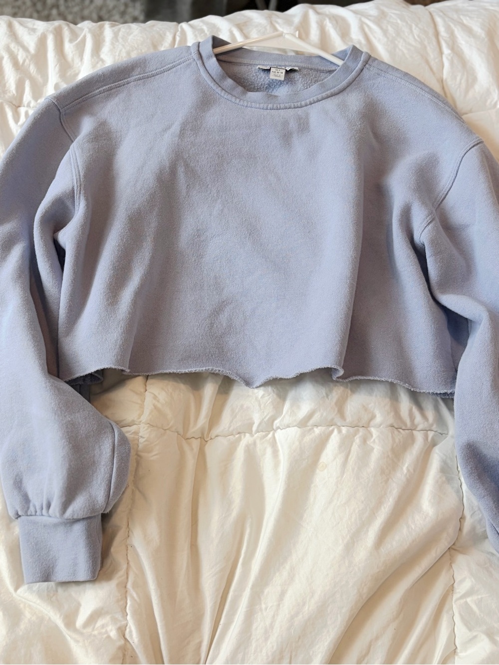 Topshop Cropped Sweatshirt in Light Blue